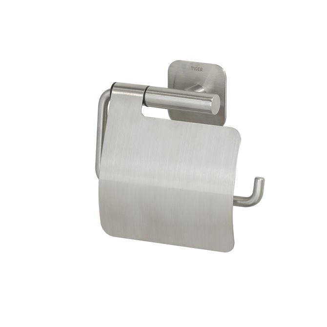 Mounting without Drilling Tiger Colar Toilet Roll Holder with Cover 14.6 x 13.3 x 3.5 cm Stainless Steel Polished 