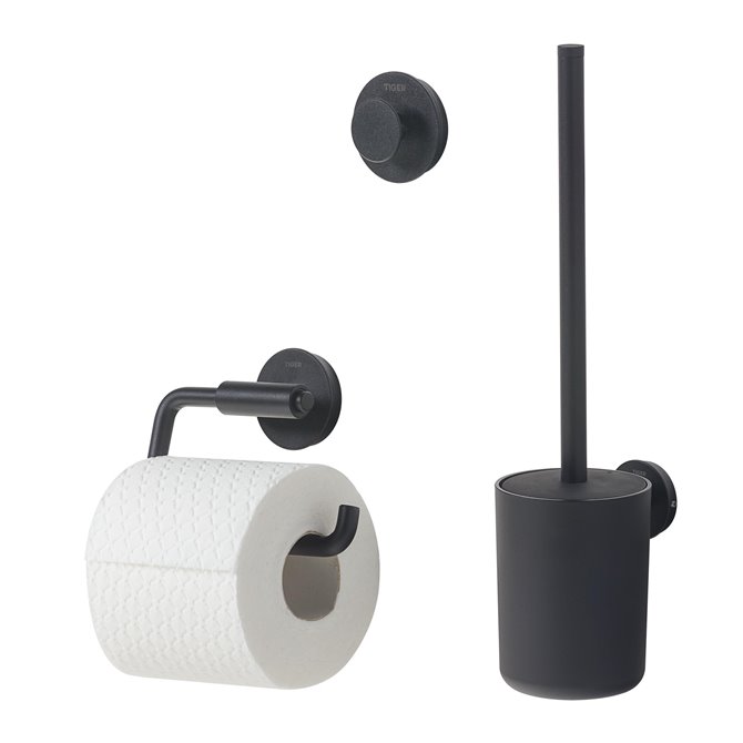 Tiger - Tiger Urban Toiletaccessoireset - Toiletborstel met houder - Toiletrolhouder zonder klep - - Zwart