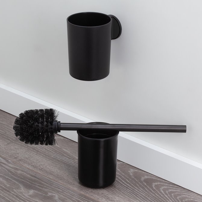 Arashigaoka trimmen dek Tiger - Tiger Tune Toiletborstel met houder Zwart metaal geborsteld / Zwart