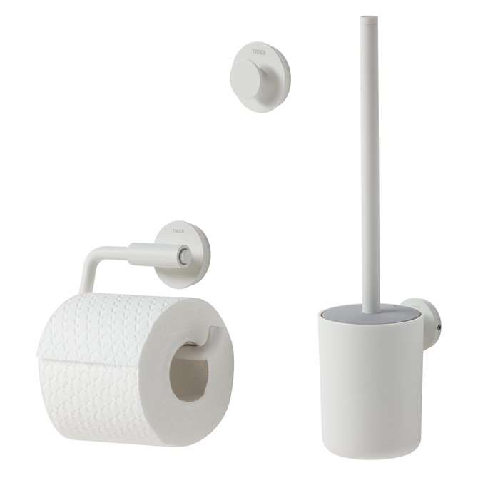 Ensemble support brosse WC et porte-papier toilettes Couleur Blanc