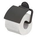 Toilet roll holder with lid  Black metal brushed black VRIJSTAAND PLUS
