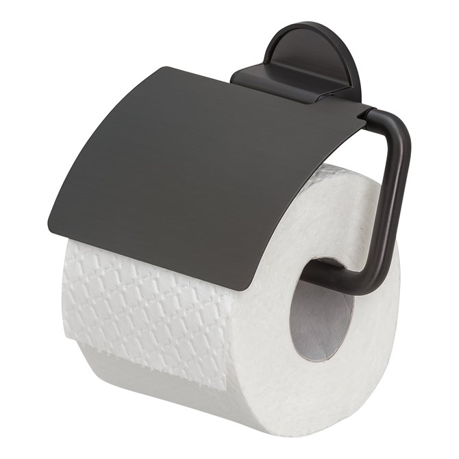 Tiger - Tiger Tune Toilettenpapierhalter mit Deckel Schwarz Metall  gebürstet / Schwarz