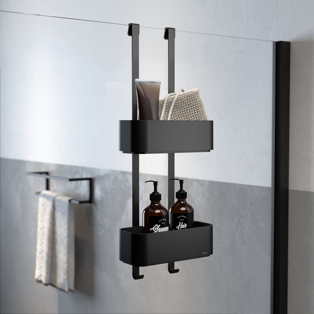 Style Selections Black Steel 2-Shelf Hanging Shower Caddy 9.5-in x