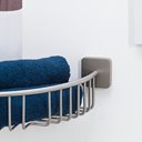 Corner basket close up stainless steel brushed